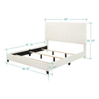 Cama Plataforma Tapizada con Cabecero Alto de Pana Blanca