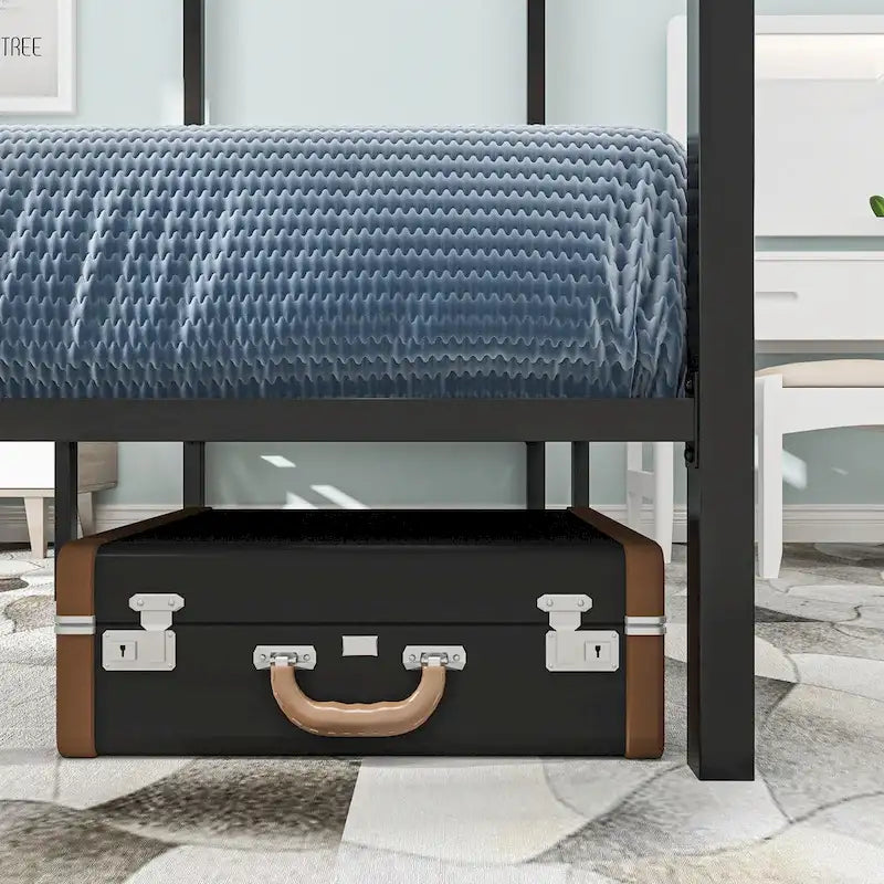 Base de cama tipo plataforma con dosel de metal Twin/King
