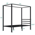 Base de cama tipo plataforma con dosel de metal Twin/King