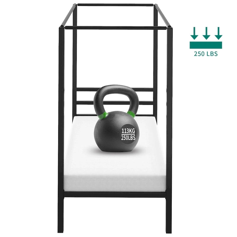 Base de cama tipo plataforma con dosel de metal Twin/King