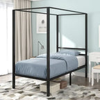 Base de cama tipo plataforma con dosel de metal Twin/King