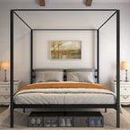 Base de cama tipo plataforma con dosel de metal Twin/King