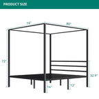 Base de cama tipo plataforma con dosel de metal Twin/King