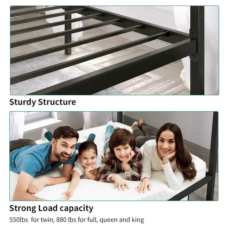 Base de cama tipo plataforma con dosel de metal Twin/King