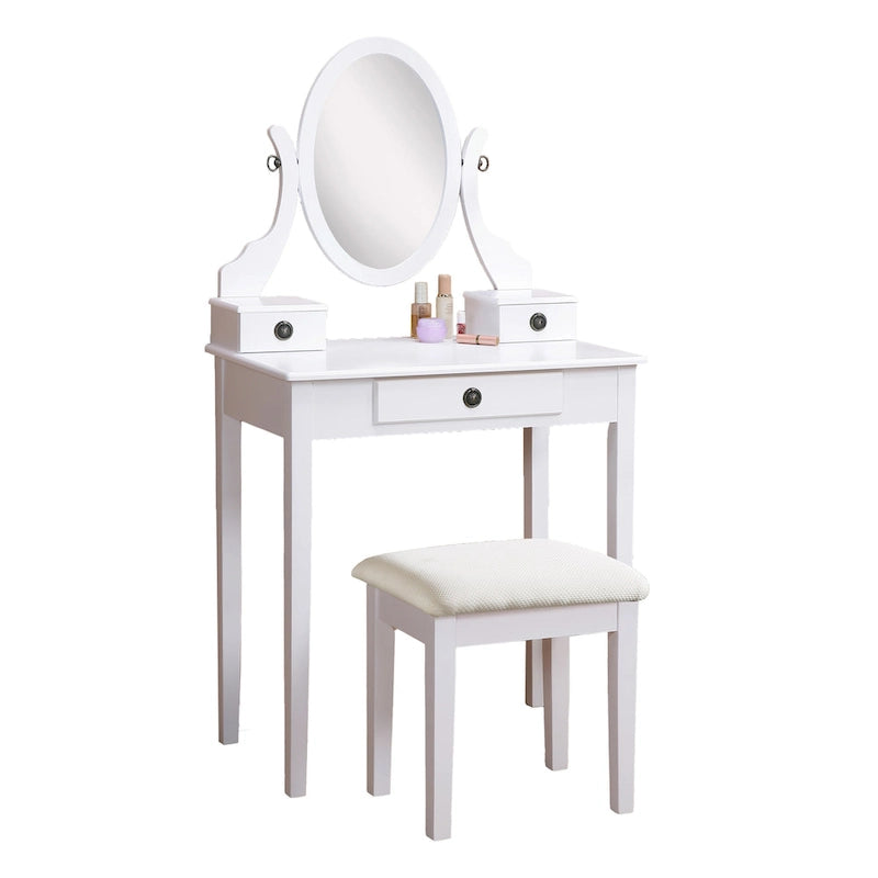 Tocador de maquillaje y taburete