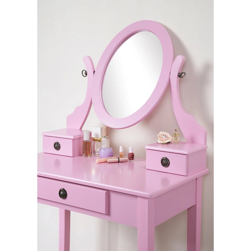 Tocador de maquillaje y taburete