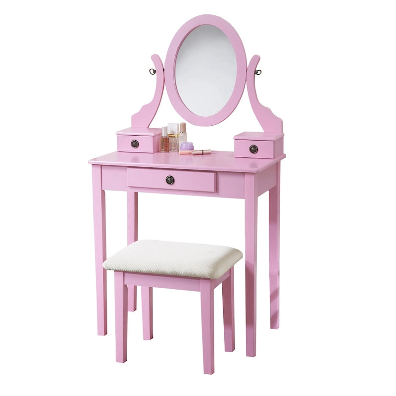 Tocador de maquillaje y taburete