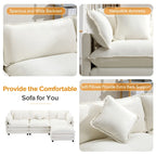 Sofá esquinero tapizado en chenilla de 112.2" para sala de estar, sofá moderno de lujo con otomana, 5 almohadas, beige