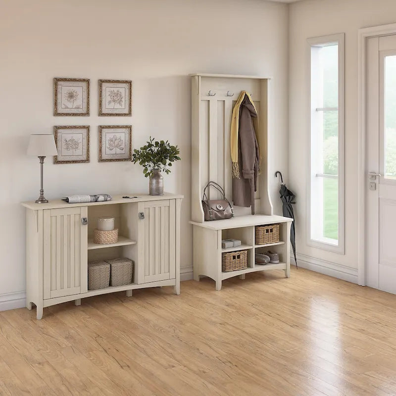 Salinas Entryway Storage Set with Hall Tree, Shoe Bench and Cabinet