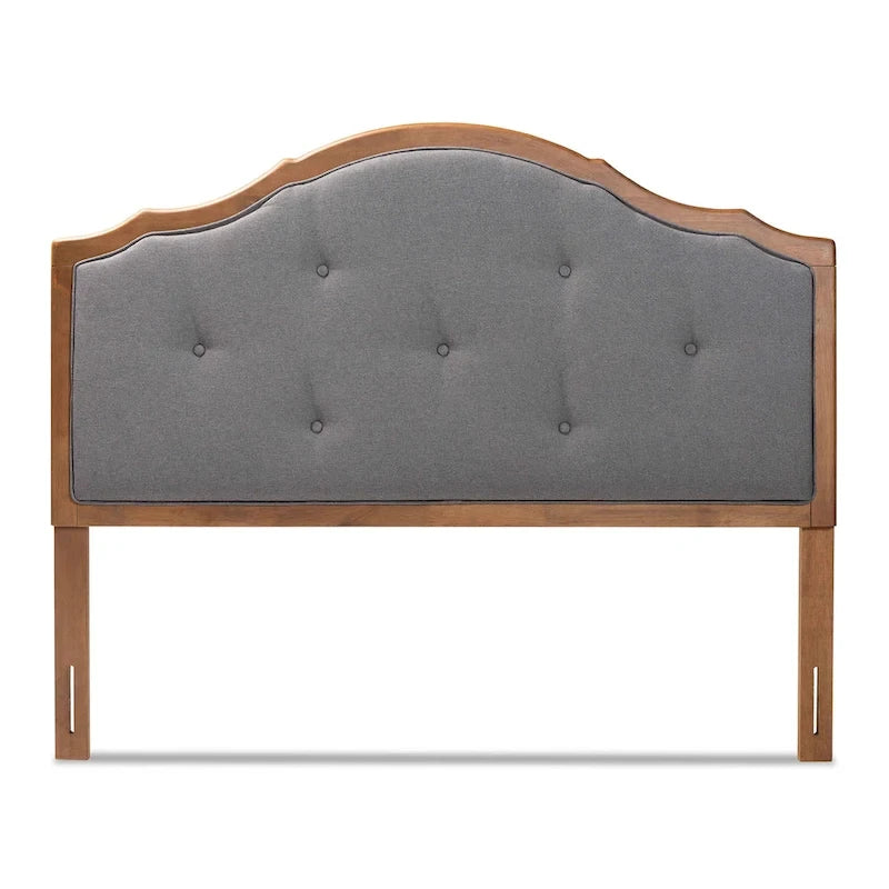 Cabecero arqueado clásico vintage de tela y madera en gris