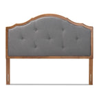 Cabecero arqueado clásico vintage de tela y madera en gris