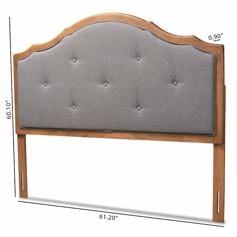 Cabecero arqueado clásico vintage de tela y madera en gris