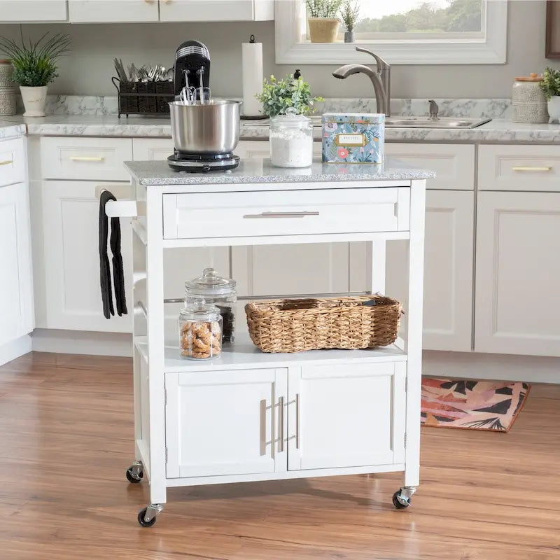 Carrito de cocina móvil con encimera de granito