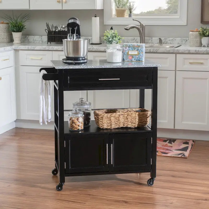 Carrito de cocina móvil con encimera de granito