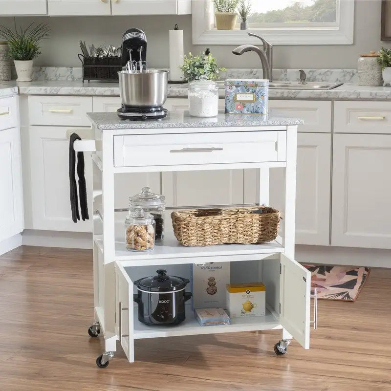 Carrito de cocina móvil con encimera de granito