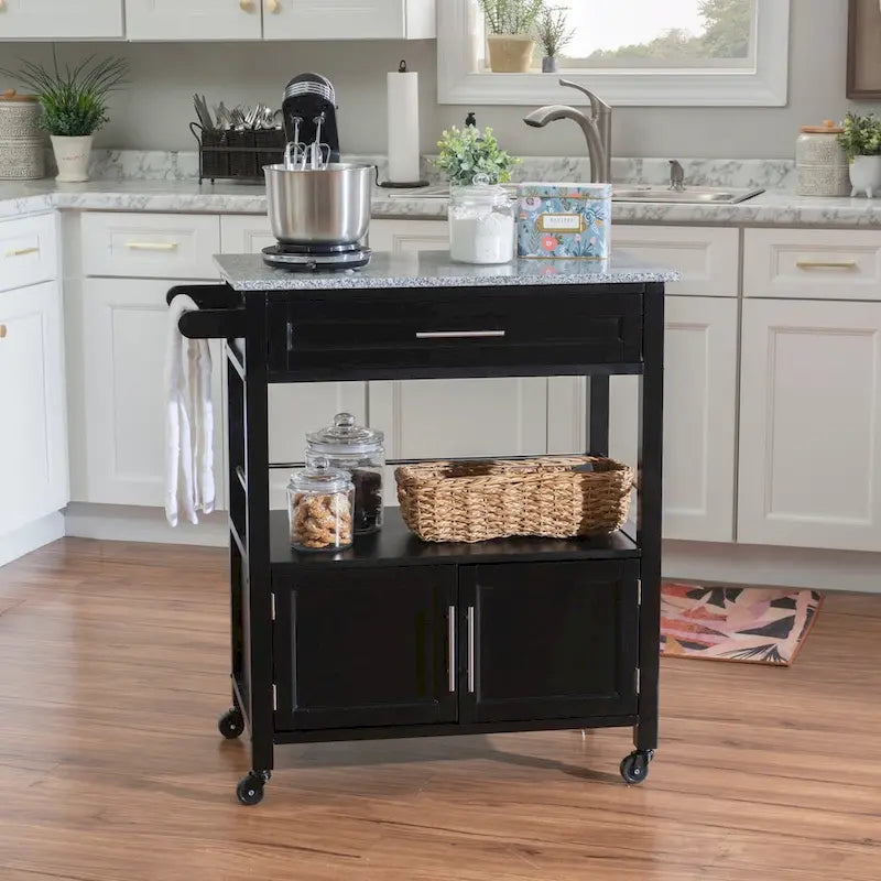 Carrito de cocina móvil con encimera de granito