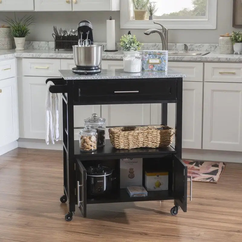 Carrito de cocina móvil con encimera de granito