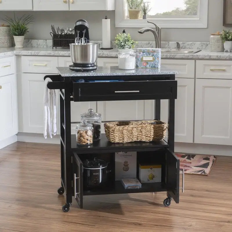 Carrito de cocina móvil con encimera de granito