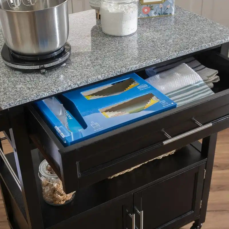 Carrito de cocina móvil con encimera de granito