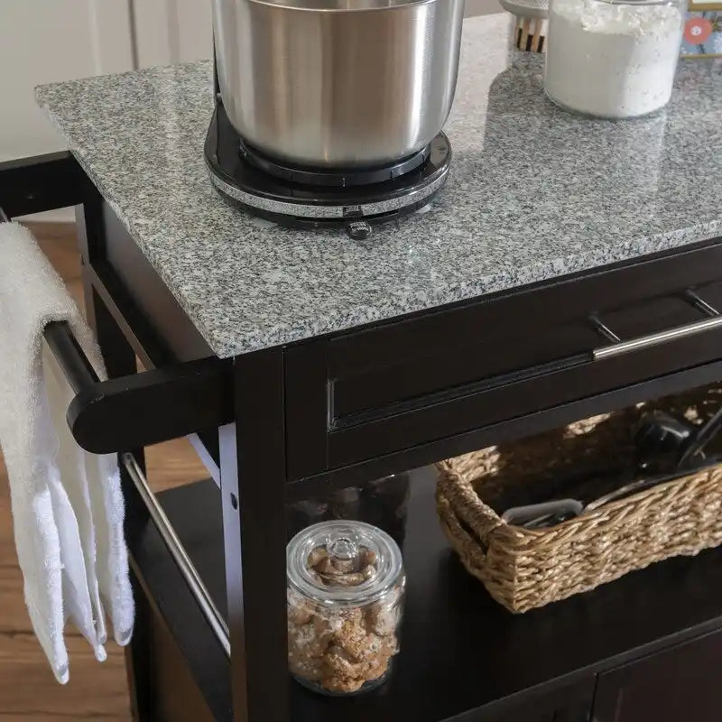 Carrito de cocina móvil con encimera de granito