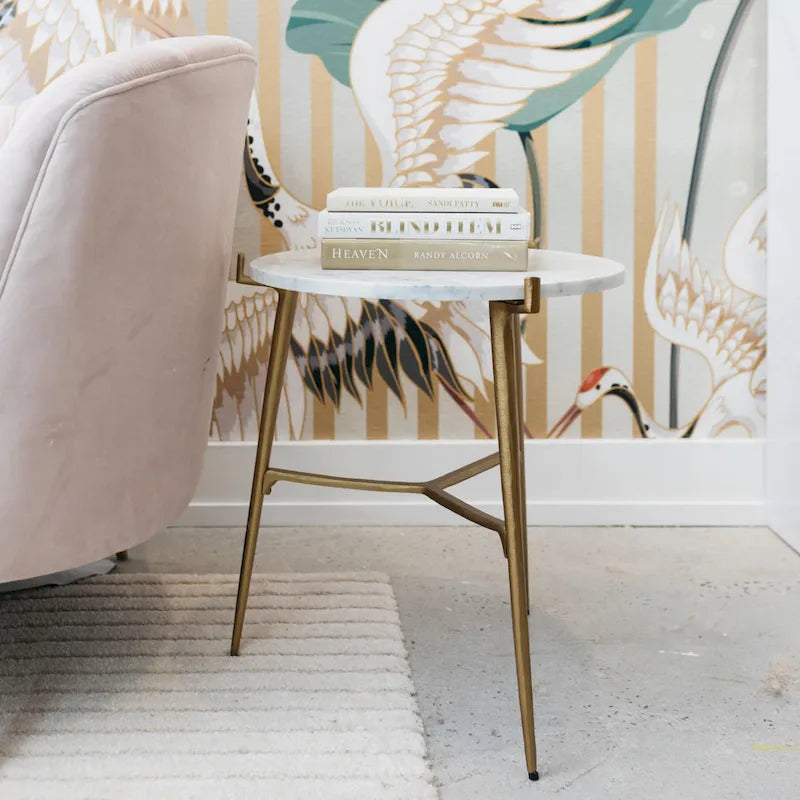 Mesa decorativa contemporánea glamurosa blanca y dorada