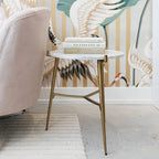 Mesa decorativa contemporánea glamurosa blanca y dorada