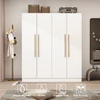 Armario de 70.9" de alto x 63" de ancho con 4 puertas y barra para colgar, blanco