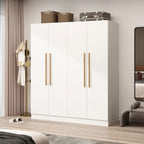 Armario de 70.9" de alto x 63" de ancho con 4 puertas y barra para colgar, blanco