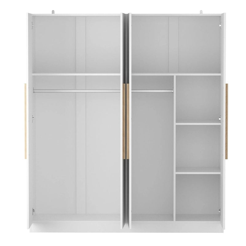 Armario de 70.9" de alto x 63" de ancho con 4 puertas y barra para colgar, blanco