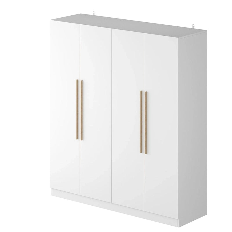 Armario de 70.9" de alto x 63" de ancho con 4 puertas y barra para colgar, blanco