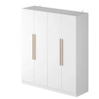 Armario de 70.9" de alto x 63" de ancho con 4 puertas y barra para colgar, blanco