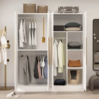 Armario de 70.9" de alto x 63" de ancho con 4 puertas y barra para colgar, blanco