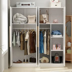 Armario de 70.9" de alto x 63" de ancho con 4 puertas y barra para colgar, blanco