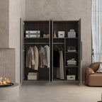 Armario de 70.9" de alto x 63" de ancho con 4 puertas y barra para colgar, blanco