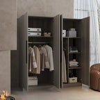 Armario de 70.9" de alto x 63" de ancho con 4 puertas y barra para colgar, blanco