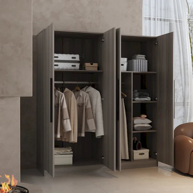 Armario de 70.9" de alto x 63" de ancho con 4 puertas y barra para colgar, blanco