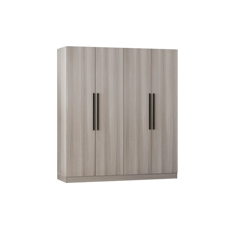 Armario de 70.9" de alto x 63" de ancho con 4 puertas y barra para colgar, blanco