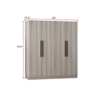 Armario de 70.9" de alto x 63" de ancho con 4 puertas y barra para colgar, blanco