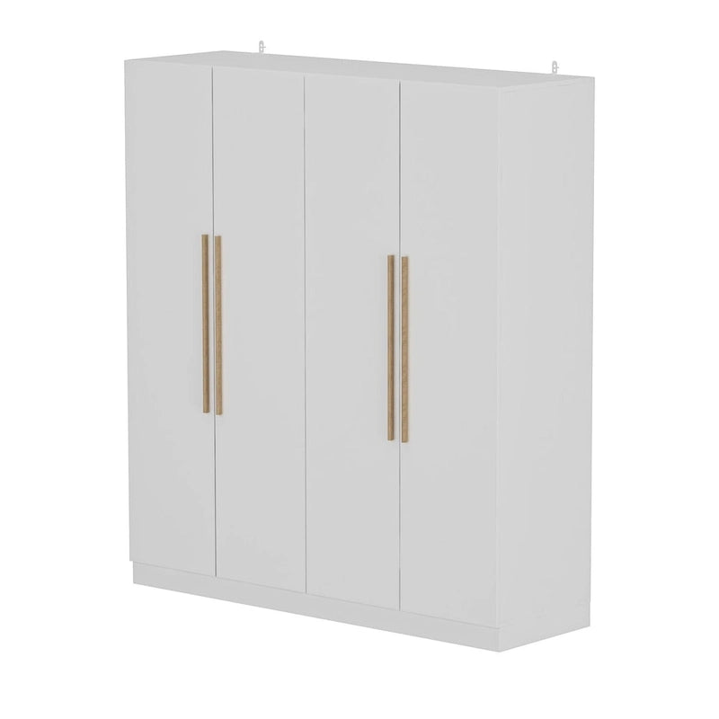 Armario de 70.9" de alto x 63" de ancho con 4 puertas y barra para colgar, blanco