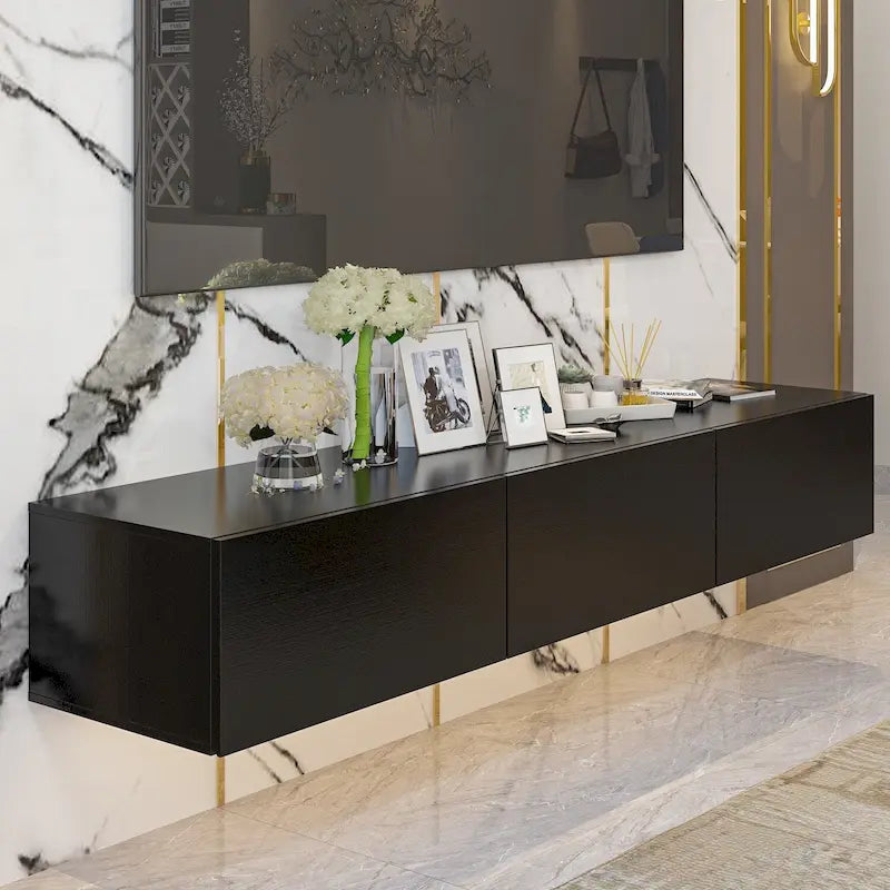 Consolas de TV flotantes para pared, mueble de TV colgante con luz, soporte para TV