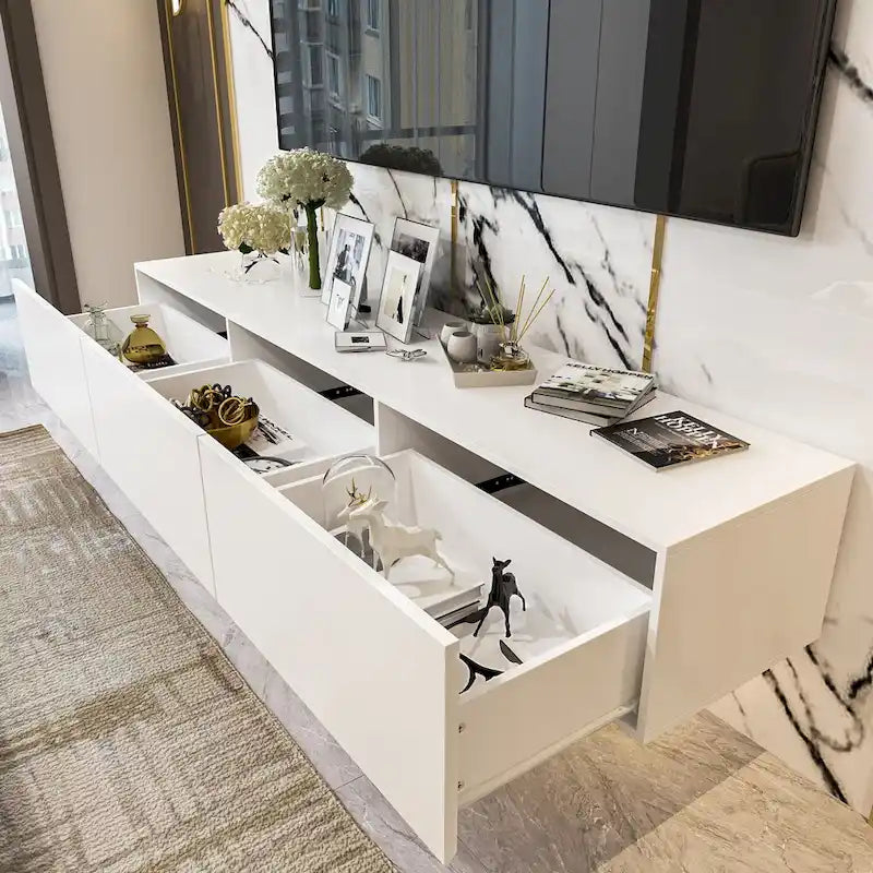 Consolas de TV flotantes para pared, mueble de TV colgante con luz, soporte para TV