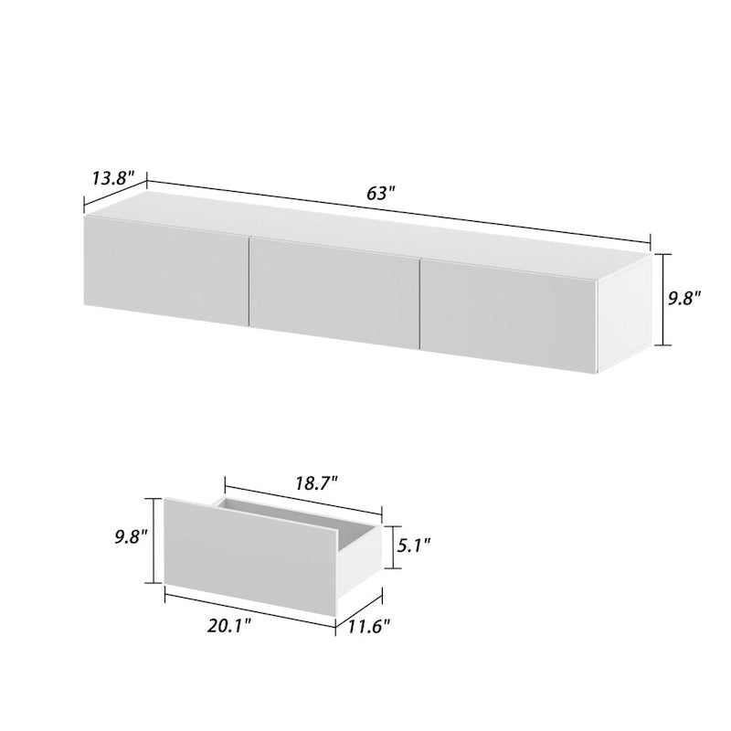 Consolas de TV flotantes para pared, mueble de TV colgante con luz, soporte para TV