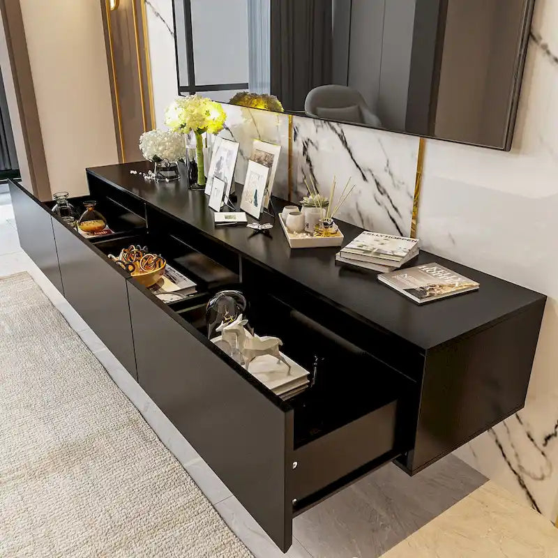Consolas de TV flotantes para pared, mueble de TV colgante con luz, soporte para TV