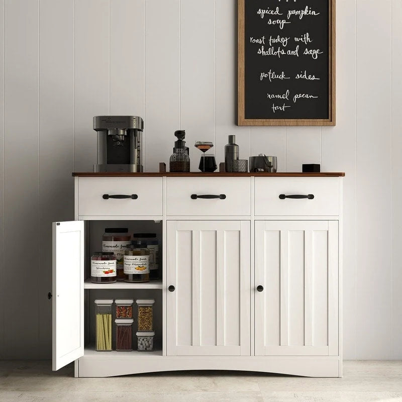 Aparador buffet rústico de 42.5", moderno mueble de cocina de madera con estante ajustable