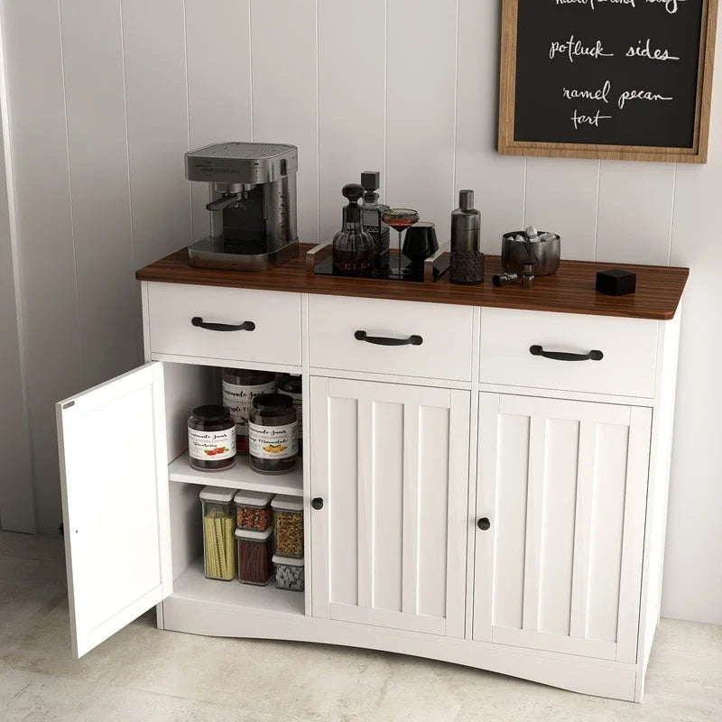 Aparador buffet rústico de 42.5", moderno mueble de cocina de madera con estante ajustable