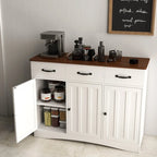 Aparador buffet rústico de 42.5", moderno mueble de cocina de madera con estante ajustable