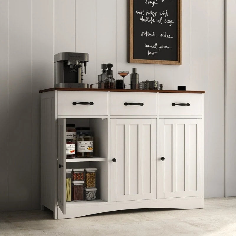 Aparador buffet rústico de 42.5", moderno mueble de cocina de madera con estante ajustable