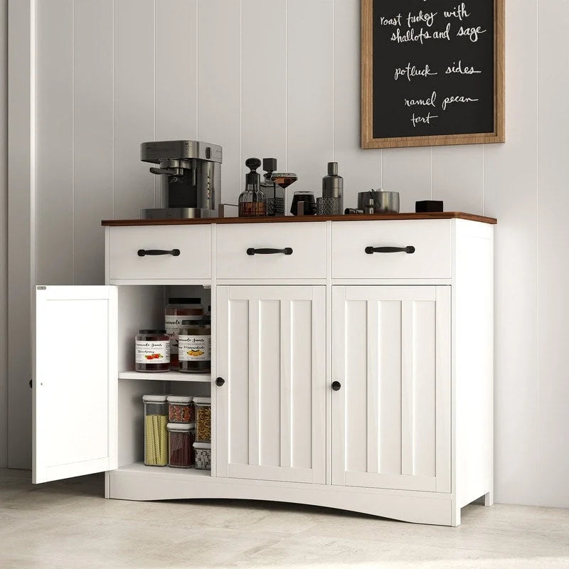 Aparador buffet rústico de 42.5", moderno mueble de cocina de madera con estante ajustable