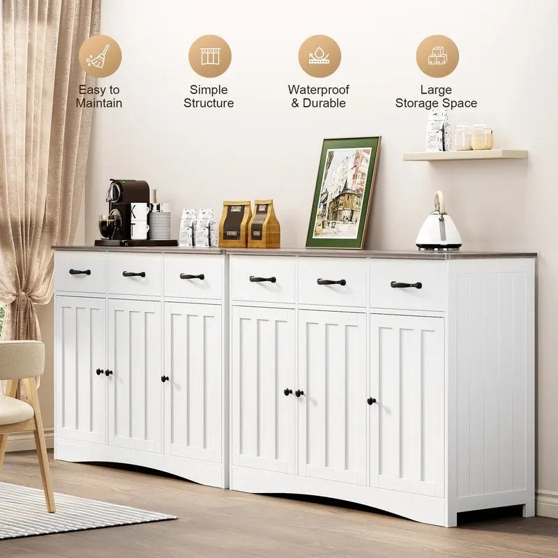 Aparador buffet rústico de 42.5", moderno mueble de cocina de madera con estante ajustable