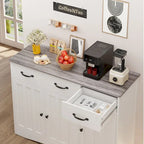 Aparador buffet rústico de 42.5", moderno mueble de cocina de madera con estante ajustable
